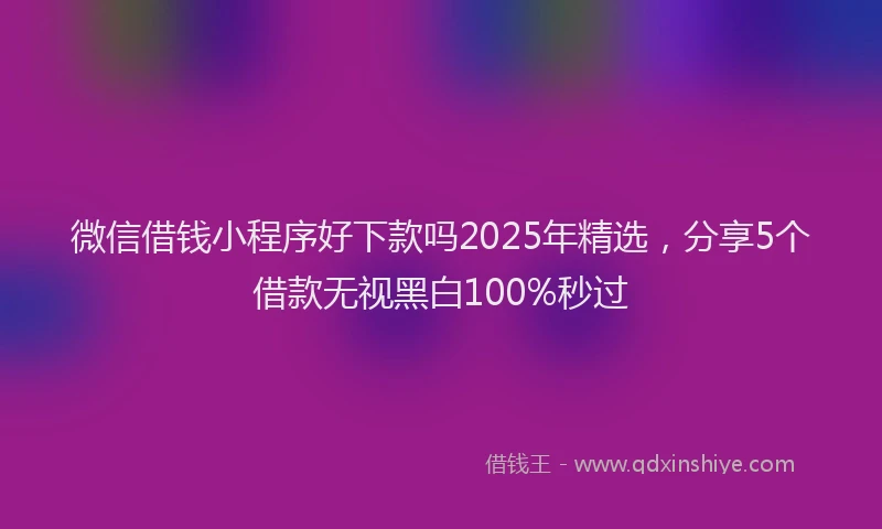微信借钱小程序好下款吗2025年精选，分享5个借款无视黑白100%秒过