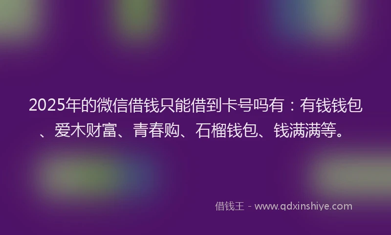 2025年的微信借钱只能借到卡号吗有：有钱钱包、爱木财富、青春购、石榴钱包、钱满满等。
