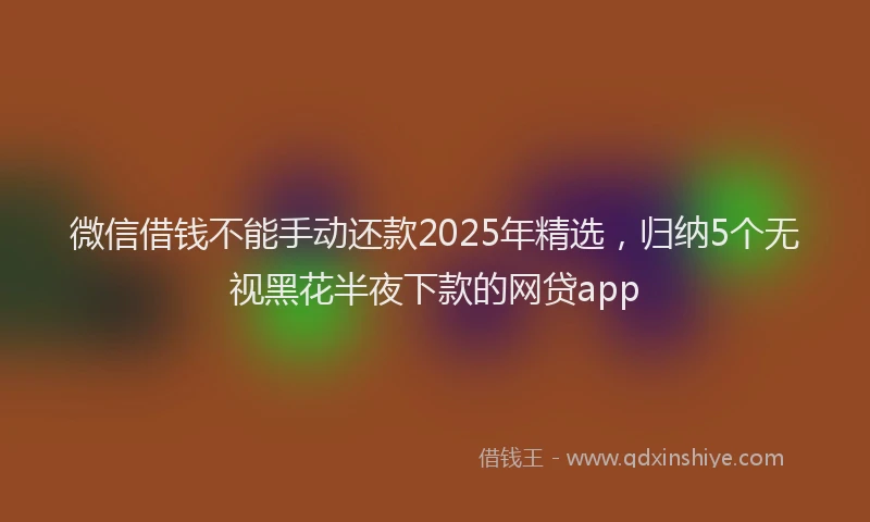 微信借钱不能手动还款2025年精选，归纳5个无视黑花半夜下款的网贷app