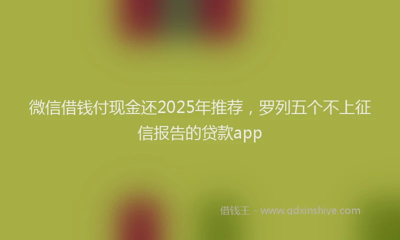 微信借钱付现金还2025年推荐，罗列五个不上征信报告的贷款app