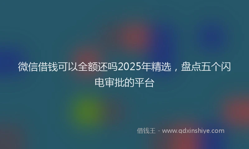 微信借钱可以全额还吗2025年精选，盘点五个闪电审批的平台