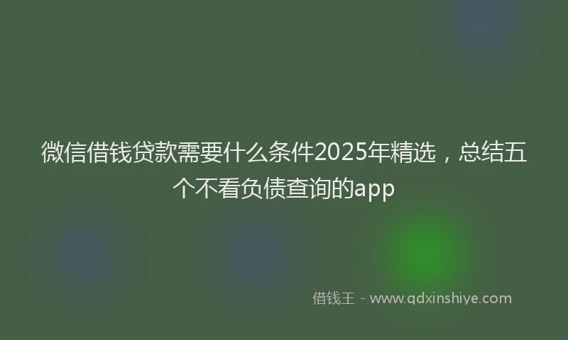 微信借钱贷款需要什么条件2025年精选，总结五个不看负债查询的app