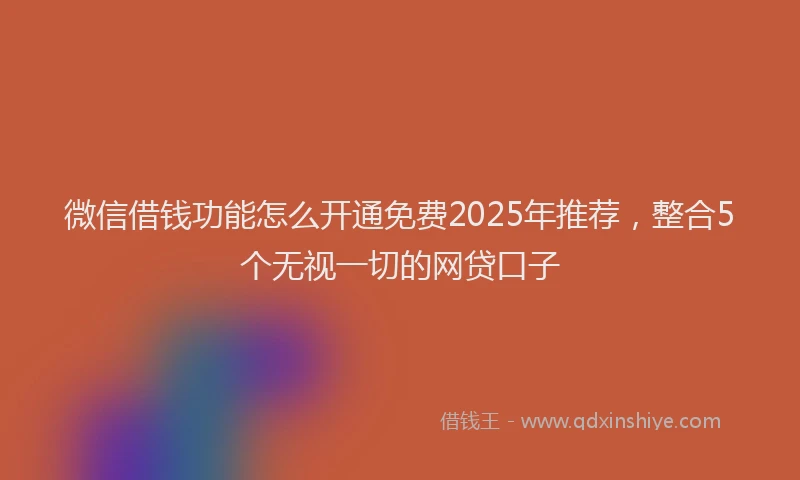 微信借钱功能怎么开通免费2025年推荐，整合5个无视一切的网贷口子