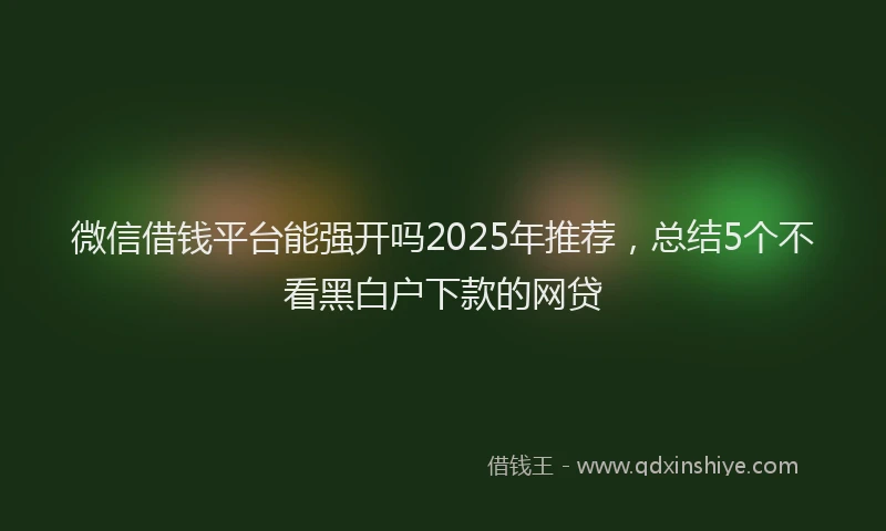 微信借钱平台能强开吗2025年推荐，总结5个不看黑白户下款的网贷