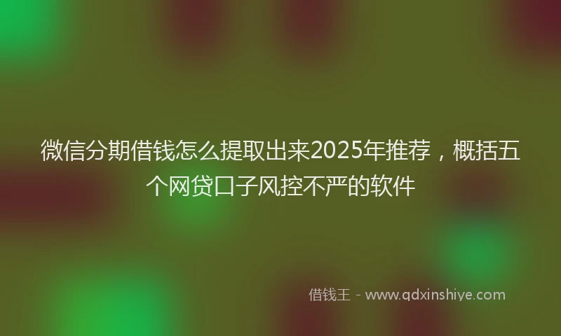 微信分期借钱怎么提取出来2025年推荐，概括五个网贷口子风控不严的软件