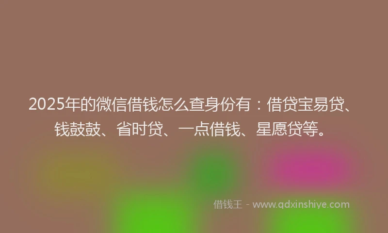 2025年的微信借钱怎么查身份有：借贷宝易贷、钱鼓鼓、省时贷、一点借钱、星愿贷等。