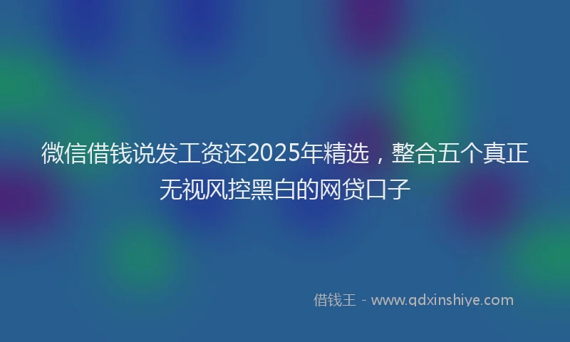 微信借钱说发工资还2025年精选，整合五个真正无视风控黑白的网贷口子