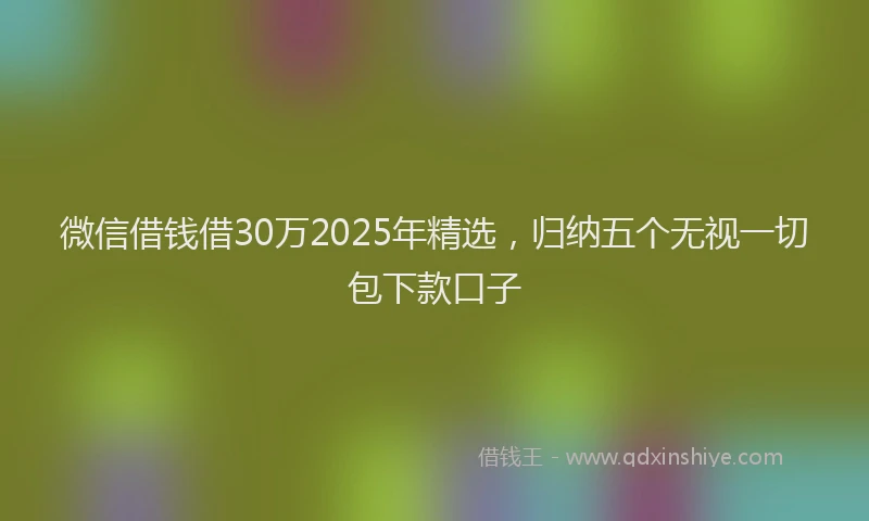 微信借钱借30万2025年精选，归纳五个无视一切包下款口子