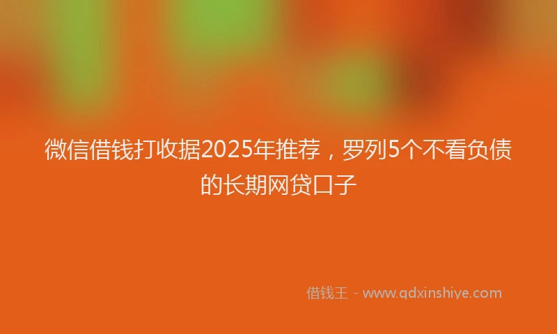 微信借钱打收据2025年推荐，罗列5个不看负债的长期网贷口子
