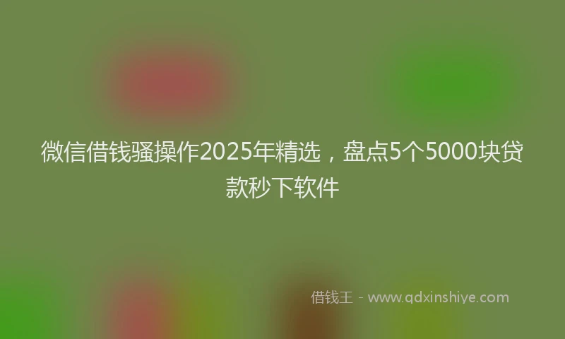 微信借钱骚操作2025年精选，盘点5个5000块贷款秒下软件
