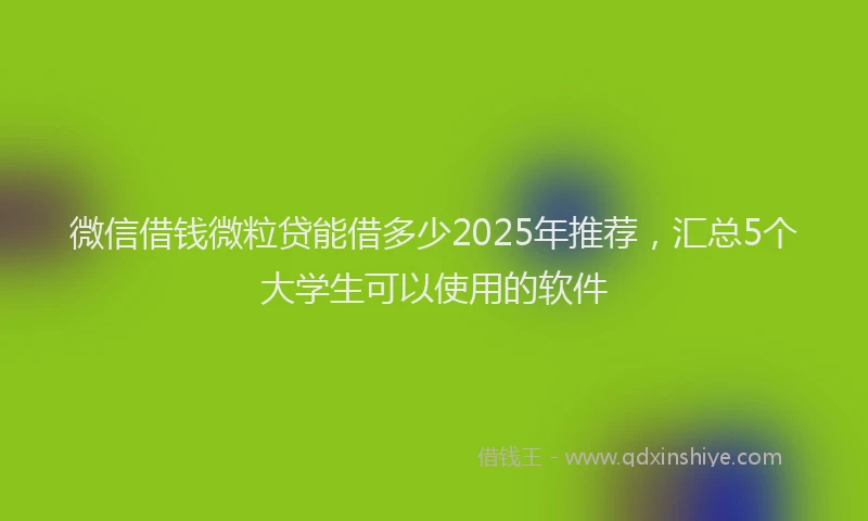 微信借钱微粒贷能借多少2025年推荐，汇总5个大学生可以使用的软件