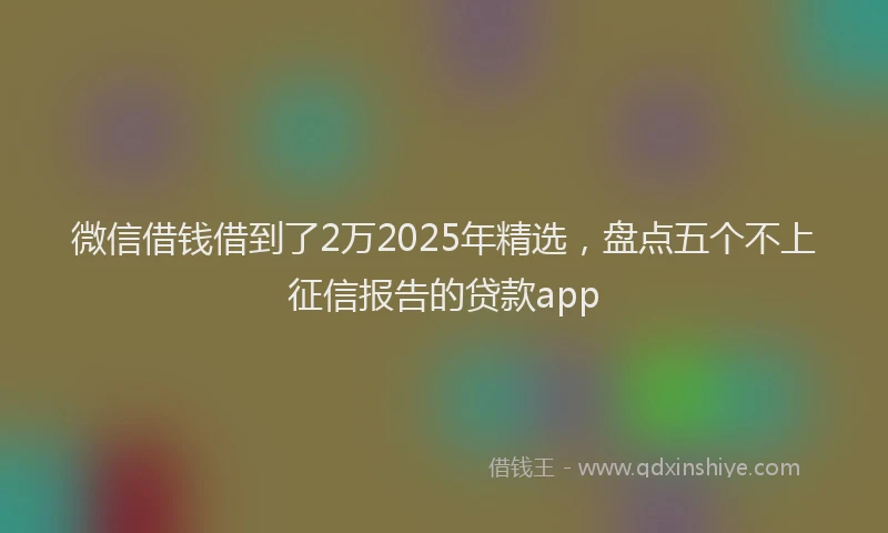 微信借钱借到了2万2025年精选，盘点五个不上征信报告的贷款app