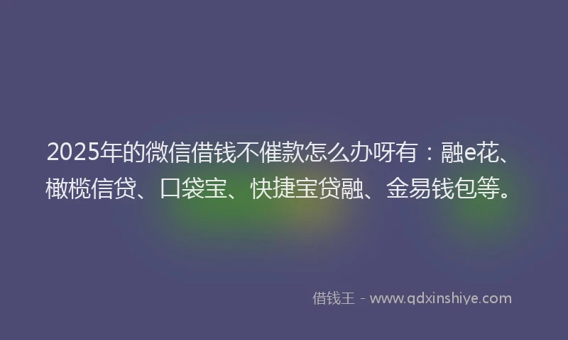 2025年的微信借钱不催款怎么办呀有：融e花、橄榄信贷、口袋宝、快捷宝贷融、金易钱包等。