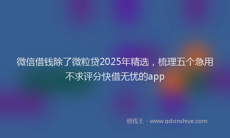 微信借钱除了微粒贷2025年精选，梳理五个急用不求评分快借无忧的app