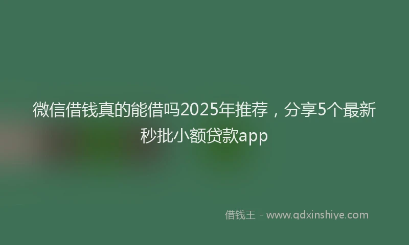 微信借钱真的能借吗2025年推荐，分享5个最新秒批小额贷款app