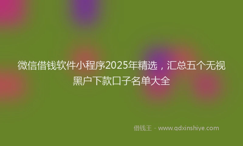 微信借钱软件小程序2025年精选，汇总五个无视黑户下款口子名单大全