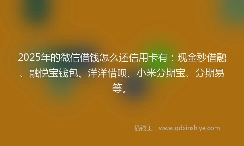 2025年的微信借钱怎么还信用卡有：现金秒借融、融悦宝钱包、洋洋借呗、小米分期宝、分期易等。
