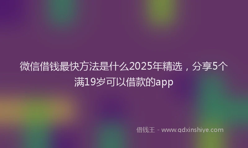 微信借钱最快方法是什么2025年精选，分享5个满19岁可以借款的app