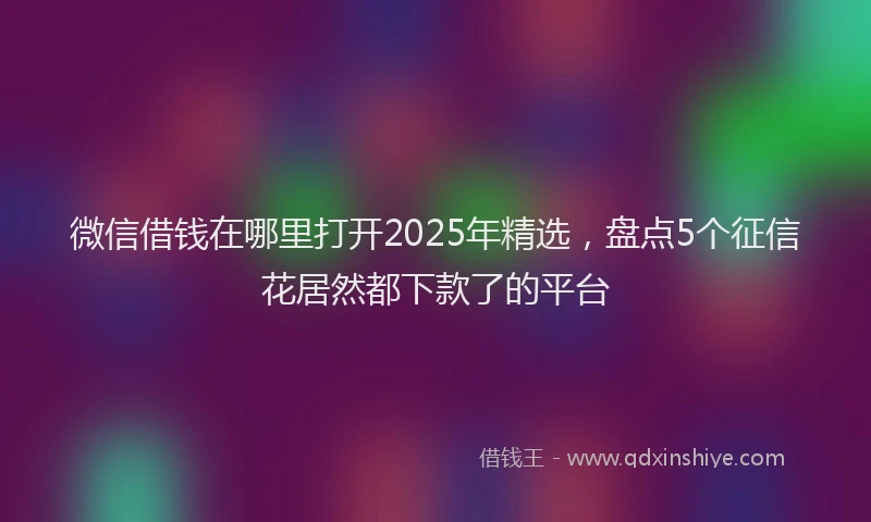 微信借钱在哪里打开2025年精选，盘点5个征信花居然都下款了的平台