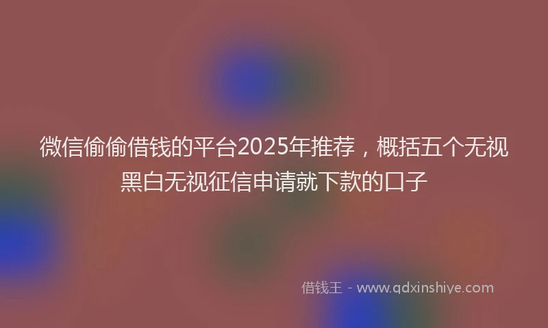 微信偷偷借钱的平台2025年推荐，概括五个无视黑白无视征信申请就下款的口子