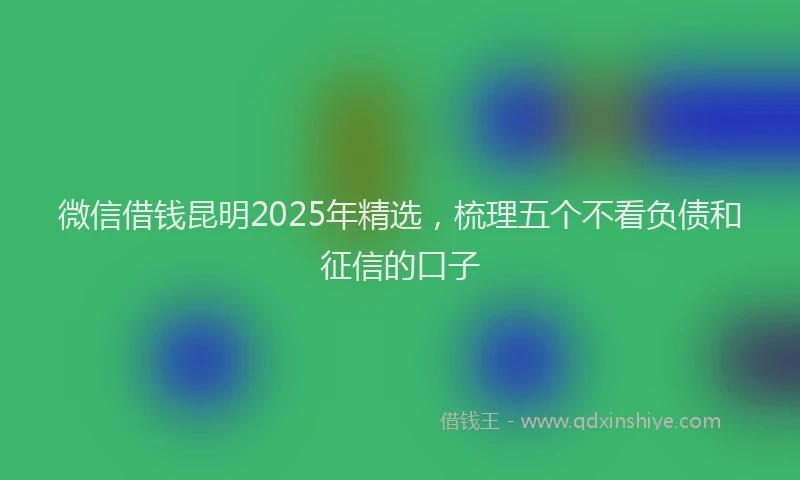 微信借钱昆明2025年精选，梳理五个不看负债和征信的口子