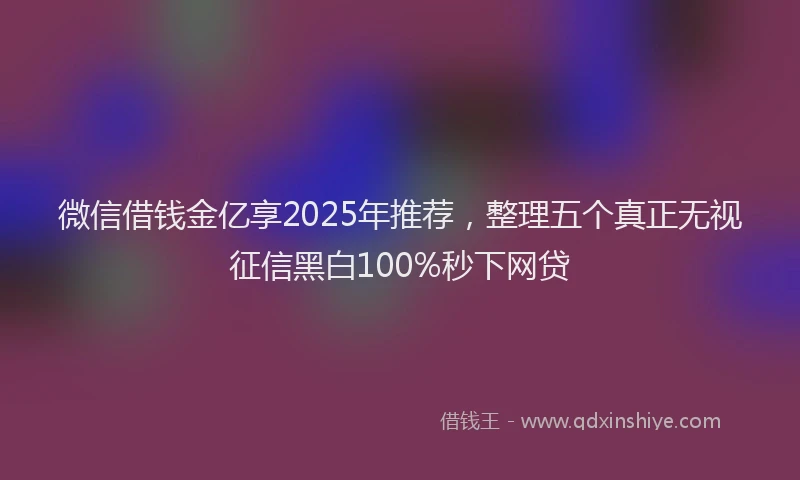 微信借钱金亿享2025年推荐，整理五个真正无视征信黑白100%秒下网贷