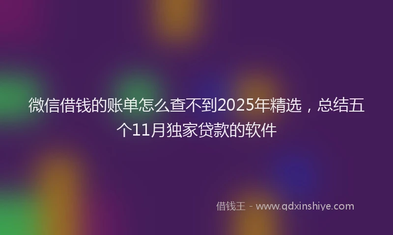 微信借钱的账单怎么查不到2025年精选，总结五个11月独家贷款的软件