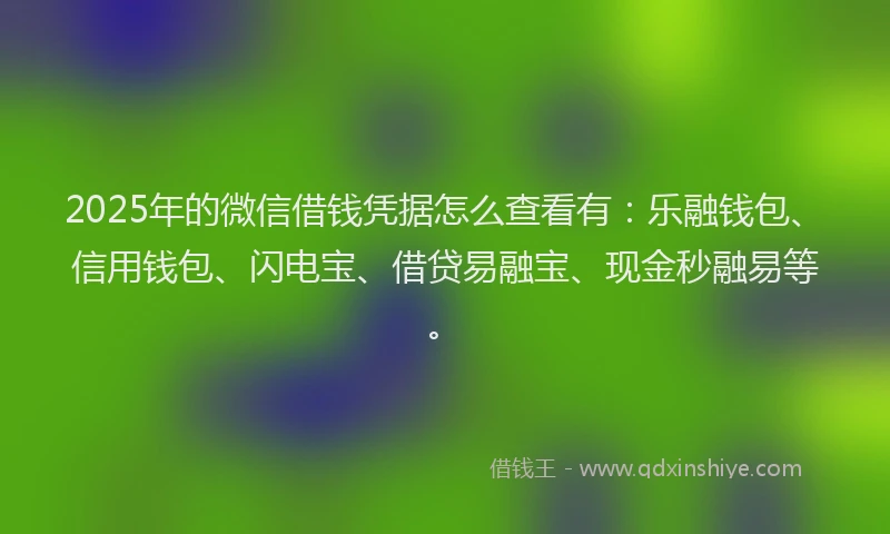 2025年的微信借钱凭据怎么查看有：乐融钱包、信用钱包、闪电宝、借贷易融宝、现金秒融易等。