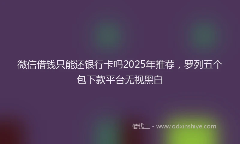 微信借钱只能还银行卡吗2025年推荐，罗列五个包下款平台无视黑白