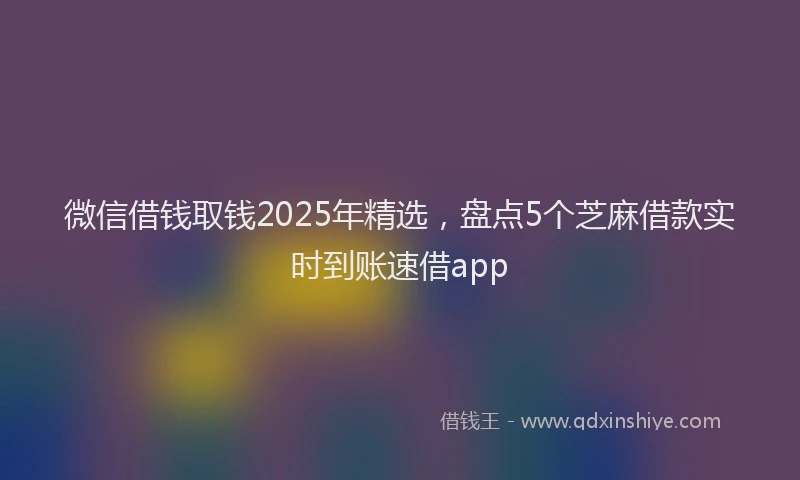 微信借钱取钱2025年精选，盘点5个芝麻借款实时到账速借app