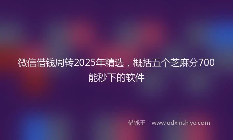 微信借钱周转2025年精选，概括五个芝麻分700能秒下的软件