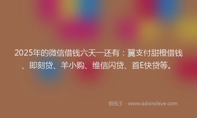 2025年的微信借钱六天一还有：翼支付甜橙借钱、即刻贷、羊小购、维信闪贷、首E快贷等。