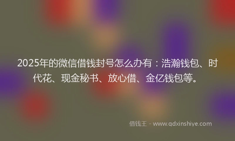 2025年的微信借钱封号怎么办有：浩瀚钱包、时代花、现金秘书、放心借、金亿钱包等。