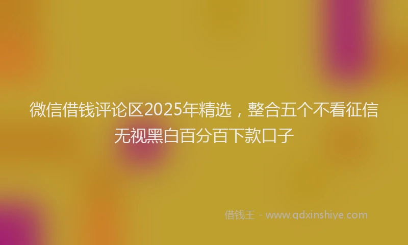 微信借钱评论区2025年精选，整合五个不看征信无视黑白百分百下款口子
