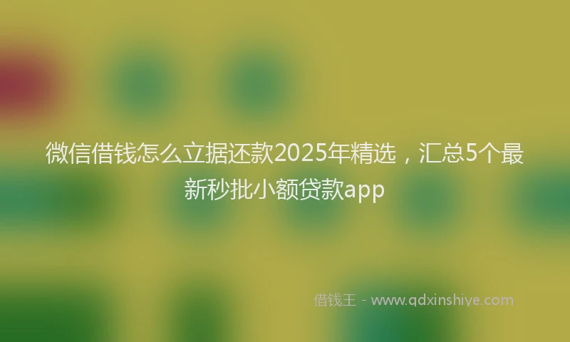 微信借钱怎么立据还款2025年精选，汇总5个最新秒批小额贷款app