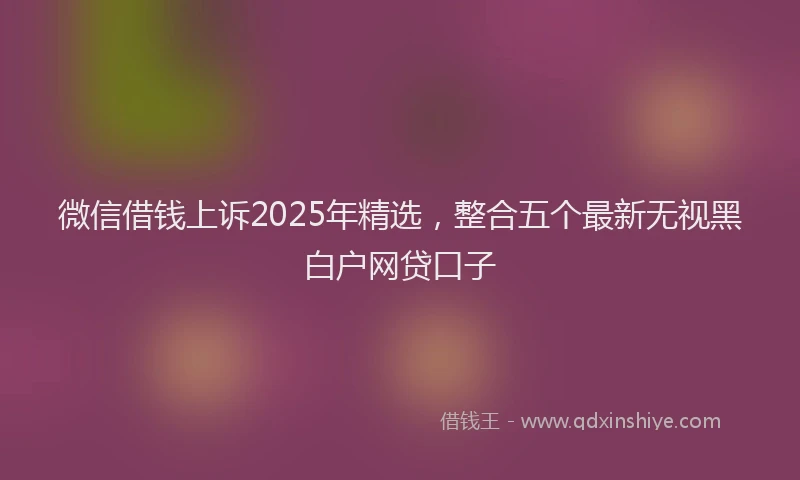 微信借钱上诉2025年精选，整合五个最新无视黑白户网贷口子