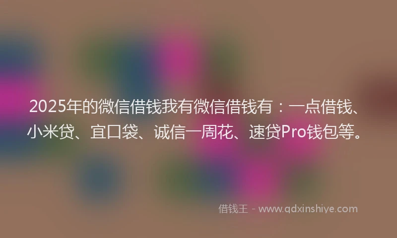 2025年的微信借钱我有微信借钱有：一点借钱、小米贷、宜口袋、诚信一周花、速贷Pro钱包等。
