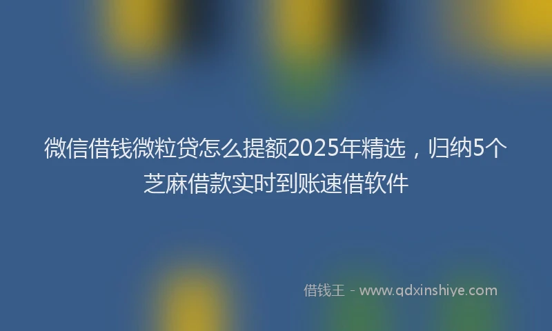 微信借钱微粒贷怎么提额2025年精选，归纳5个芝麻借款实时到账速借软件