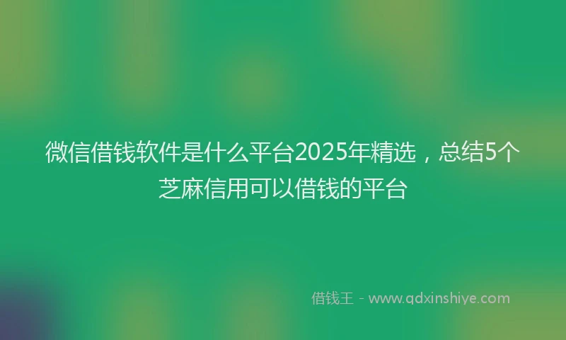微信借钱软件是什么平台2025年精选，总结5个芝麻信用可以借钱的平台