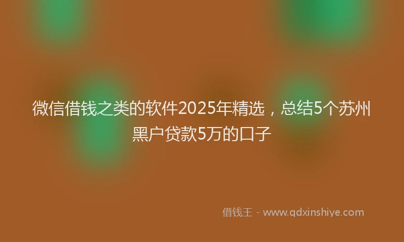 微信借钱之类的软件2025年精选，总结5个苏州黑户贷款5万的口子