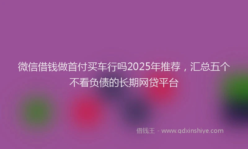 微信借钱做首付买车行吗2025年推荐，汇总五个不看负债的长期网贷平台