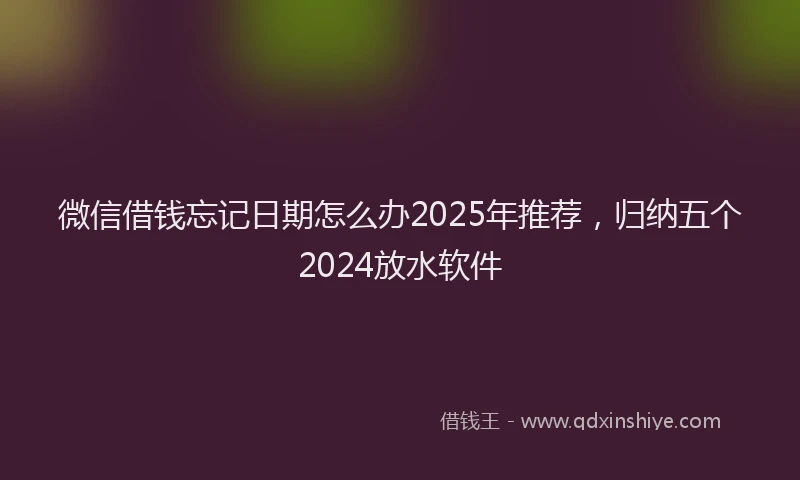 微信借钱忘记日期怎么办2025年推荐，归纳五个2024放水软件