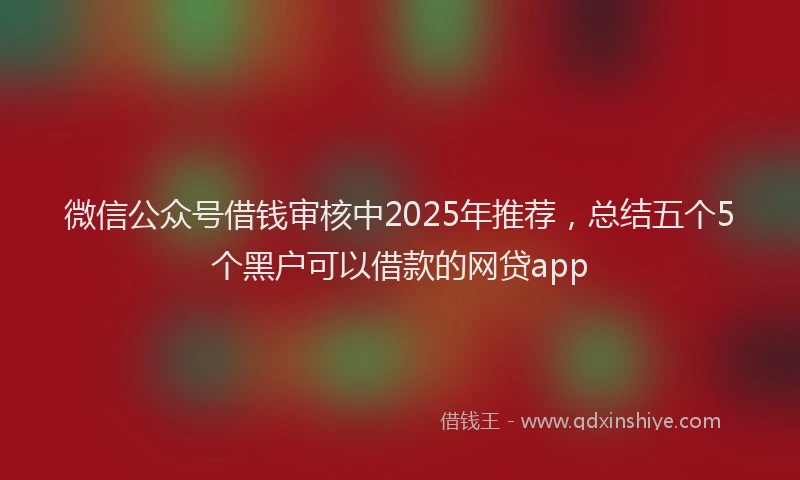 微信公众号借钱审核中2025年推荐，总结五个5个黑户可以借款的网贷app