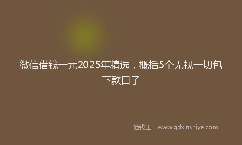 微信借钱一元2025年精选，概括5个无视一切包下款口子