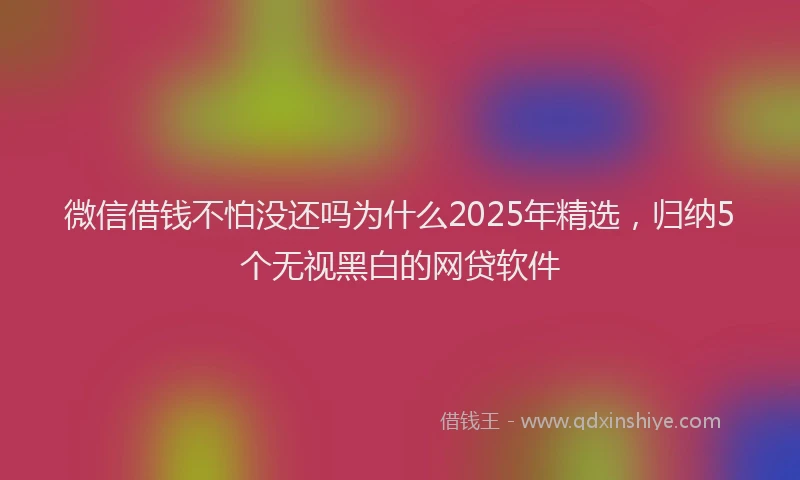 微信借钱不怕没还吗为什么2025年精选，归纳5个无视黑白的网贷软件