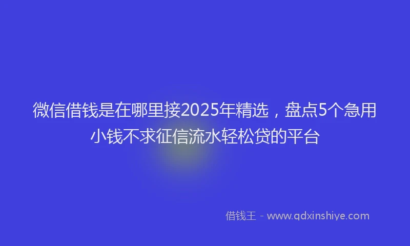 微信借钱是在哪里接2025年精选，盘点5个急用小钱不求征信流水轻松贷的平台