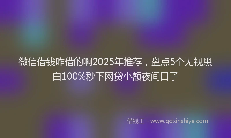 微信借钱咋借的啊2025年推荐，盘点5个无视黑白100%秒下网贷小额夜间口子