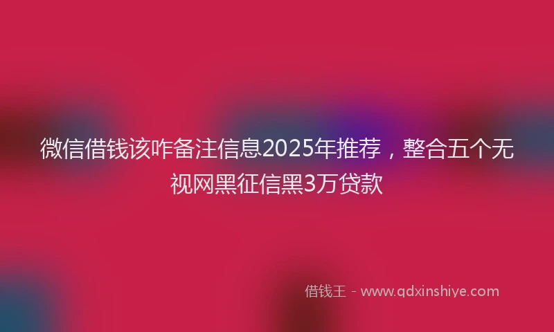 微信借钱该咋备注信息2025年推荐，整合五个无视网黑征信黑3万贷款