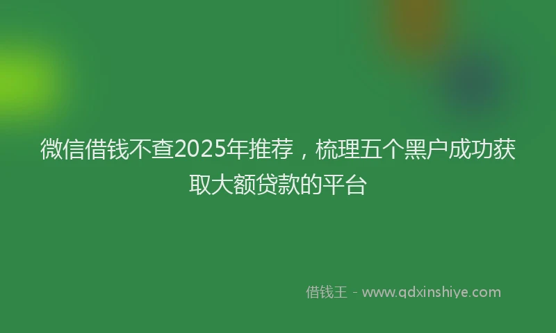 微信借钱不查2025年推荐，梳理五个黑户成功获取大额贷款的平台