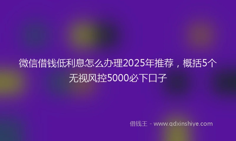微信借钱低利息怎么办理2025年推荐，概括5个无视风控5000必下口子